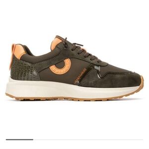 Womans Olive Green and Tan Athletic Sneaker